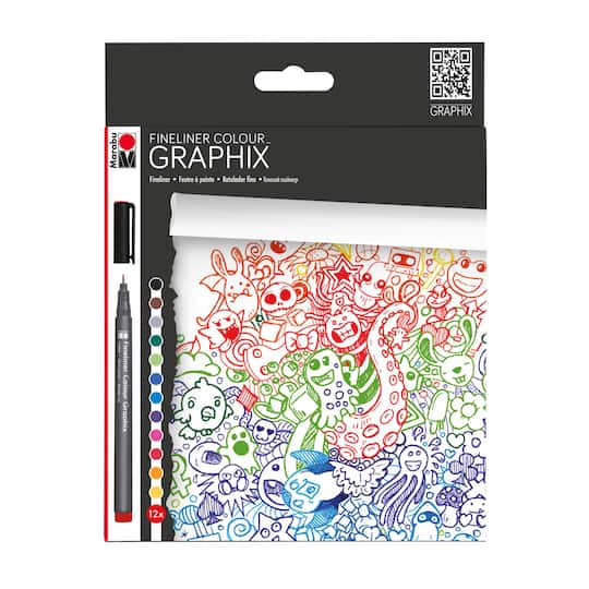 Marabu Graphix Doodle 12 Color Fineliner Pen Set